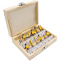 DingGreat Juego de 12 fresas con punta de carburo- vástago de 8 mm para carpintería- fresadora herramientas eléctricas…